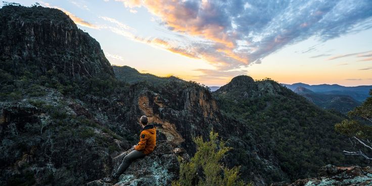 Man Watching Sunset Over Warrumbungle National Park