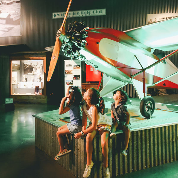 Kids checking out the exhibits at the Narromine Aviation Museum